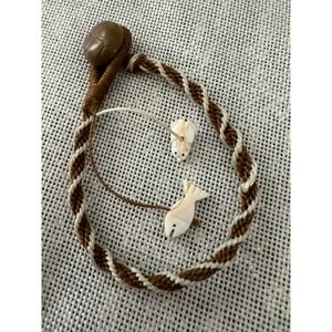 Boho Roper Bracelet Fish Frog Accents Brown‎ Women Jewelry